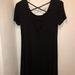 Black basic dress with cross back